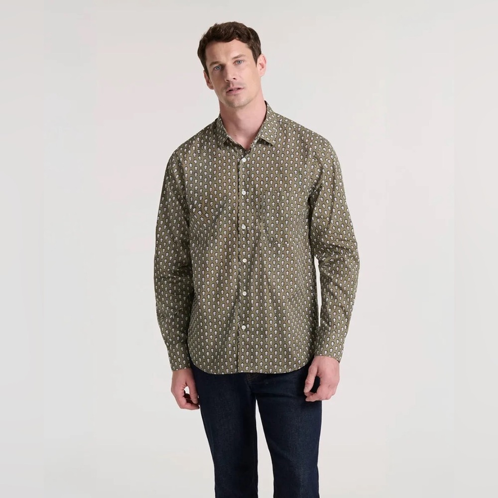 Ben Sherman olive green floral white Button Long Sleeved Shirt M NWT MSRP $99